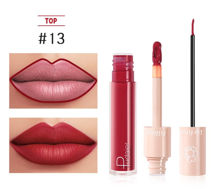 Pudaier Dual Lippenstift | 2-in-1 Lipgloss & Flüssiger Lippenstift